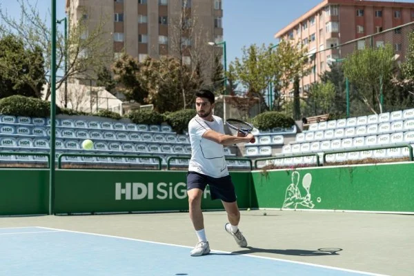tennis player forehand power shot